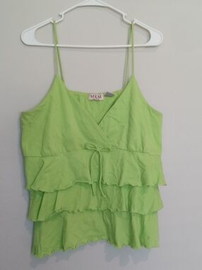 MKM Designs Bright Lime Green Ruffle-Tier Cami